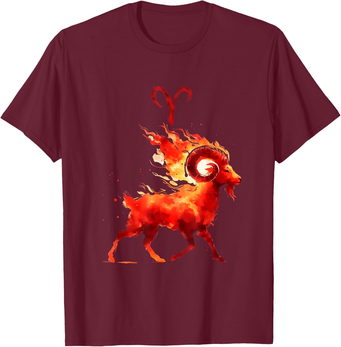 March April Birthday Asian Brush Aries Zodiac Fire Sign T-Shirt - T-Shirt | Maroon