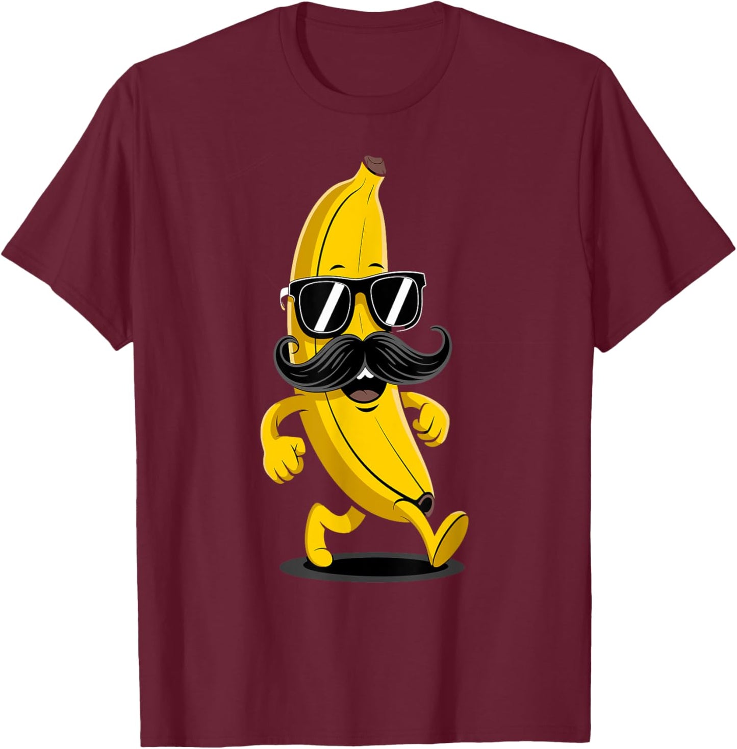 Banana Mustache Sunglasses Face Funny Fruit Cool Banana T-Shirt - T-Shirt | Maroon