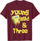 Mademark x SpongeBob SquarePants - Kids Young Wild & Three - 3rd Birthday T-Shirt - T-Shirt | Maroon