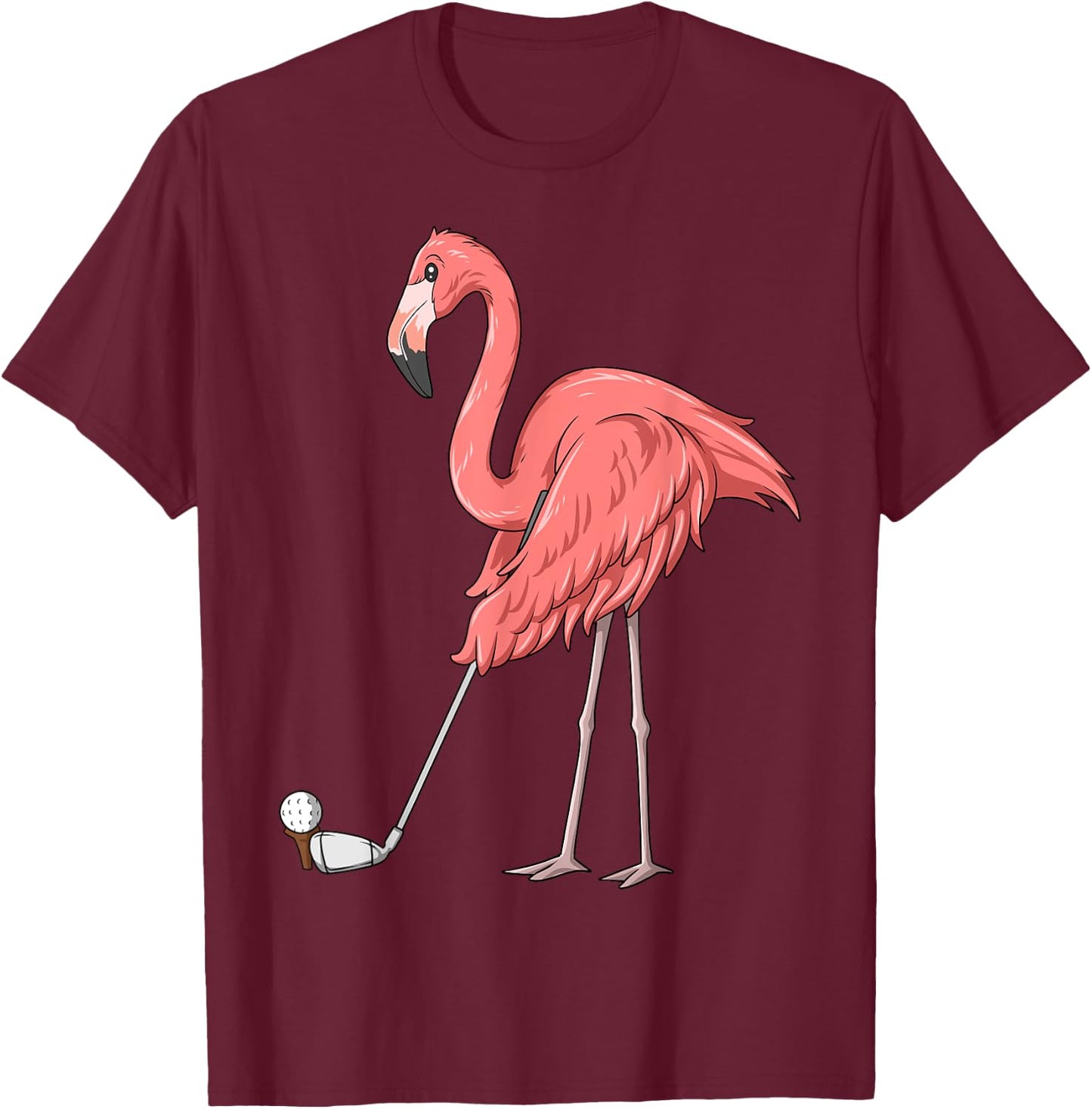 Flamingo Golf Flamingo Playing Golf Golfer T-Shirt - T-Shirt | Maroon
