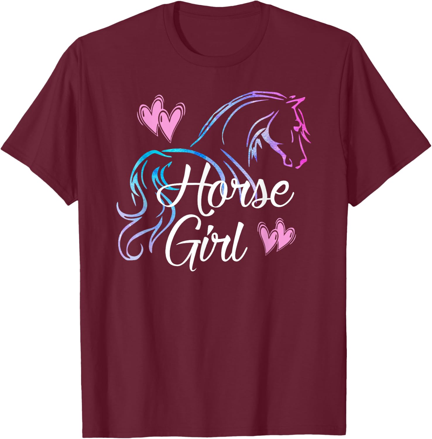 HORSE GIRL Equestrian Rider Teen Tween Kid Women Horse Lover T-Shirt - T-Shirt | Maroon
