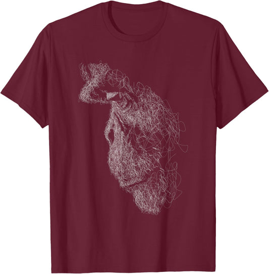 gorilla face scribble art head for lover Silverback animals T-Shirt - T-Shirt | Maroon