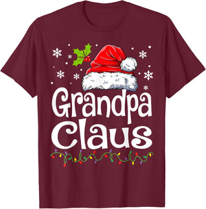 Grandpa Claus Shirt Christmas Lights Pajama Family Matching T-Shirt - T-Shirt | Maroon