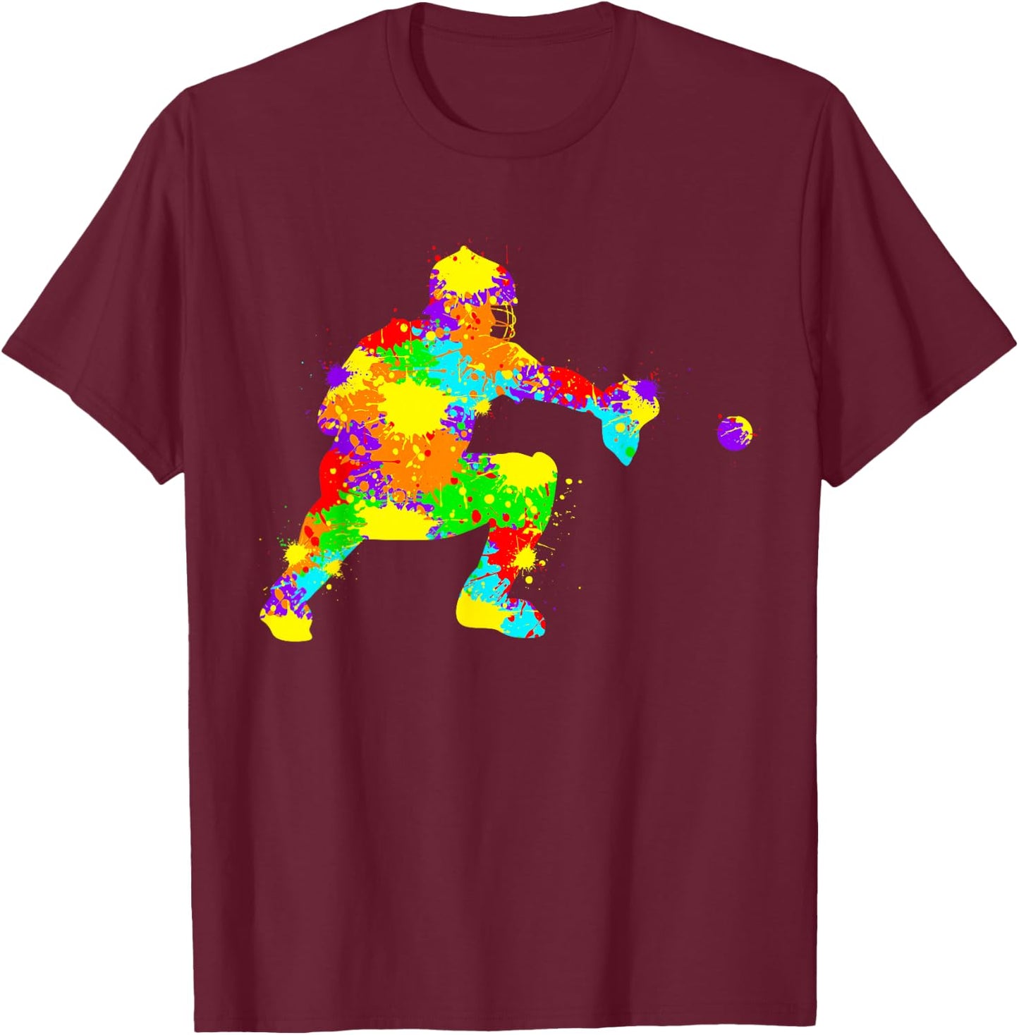 Baseball Catcher Player Kids Boys Youth T-Shirt - T-Shirt | Maroon