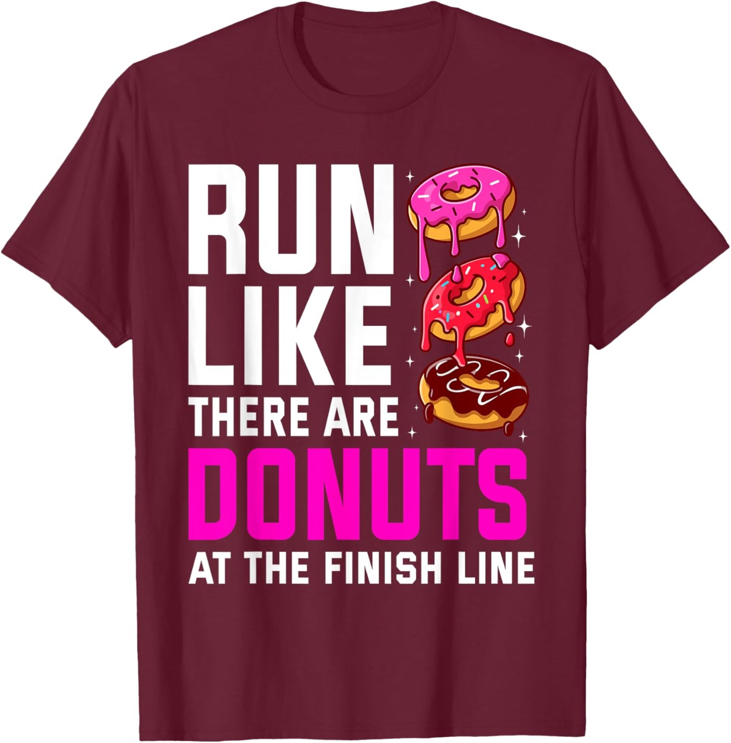 Funny Running Women Donut Finish Line Marathon T-Shirt - T-Shirt | Maroon
