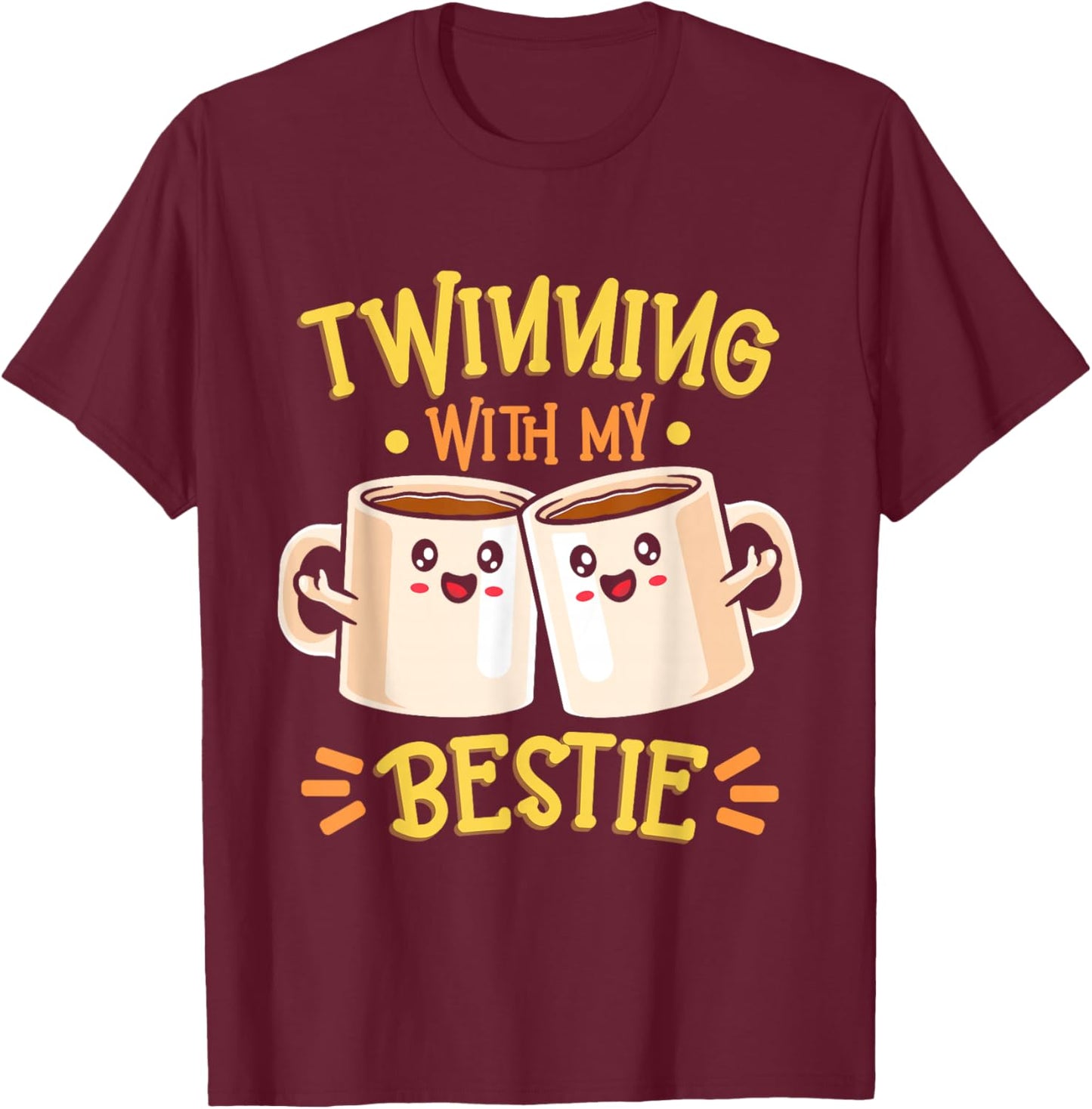 Friends Matching Matching Twin Twinning Bestie Coffee T-Shirt - T-Shirt | Maroon