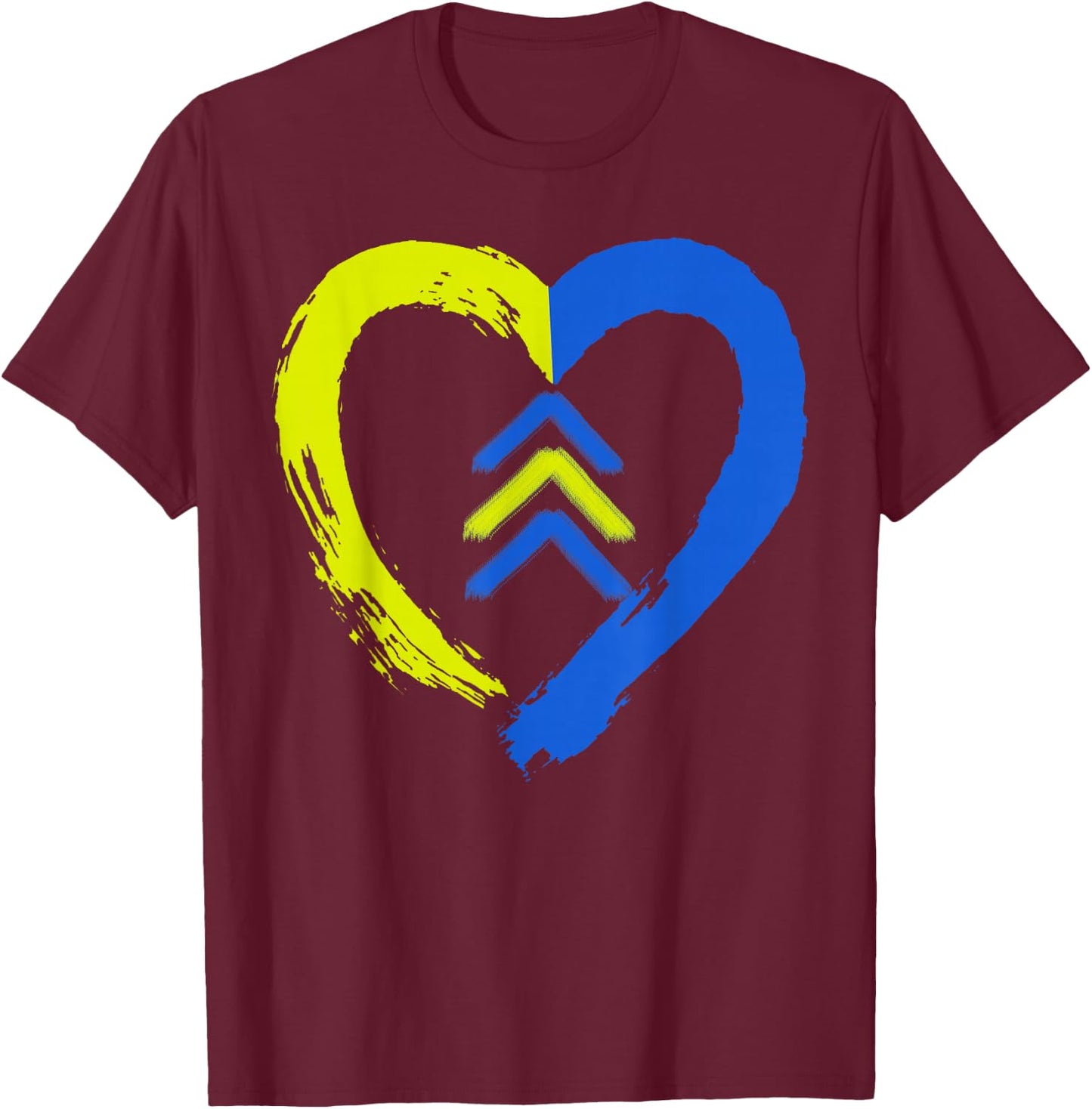 3 Arrows Heart Love Down Syndrome Awareness T-Shirt - T-Shirt | Maroon
