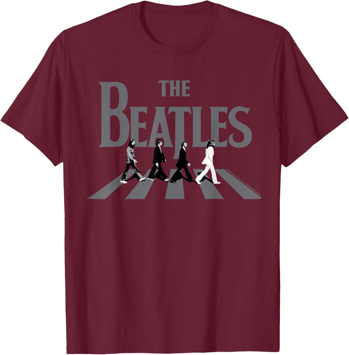 The Beatles - Abbey Road Greyscale Album Cover T-Shirt - T-Shirt | Maroon