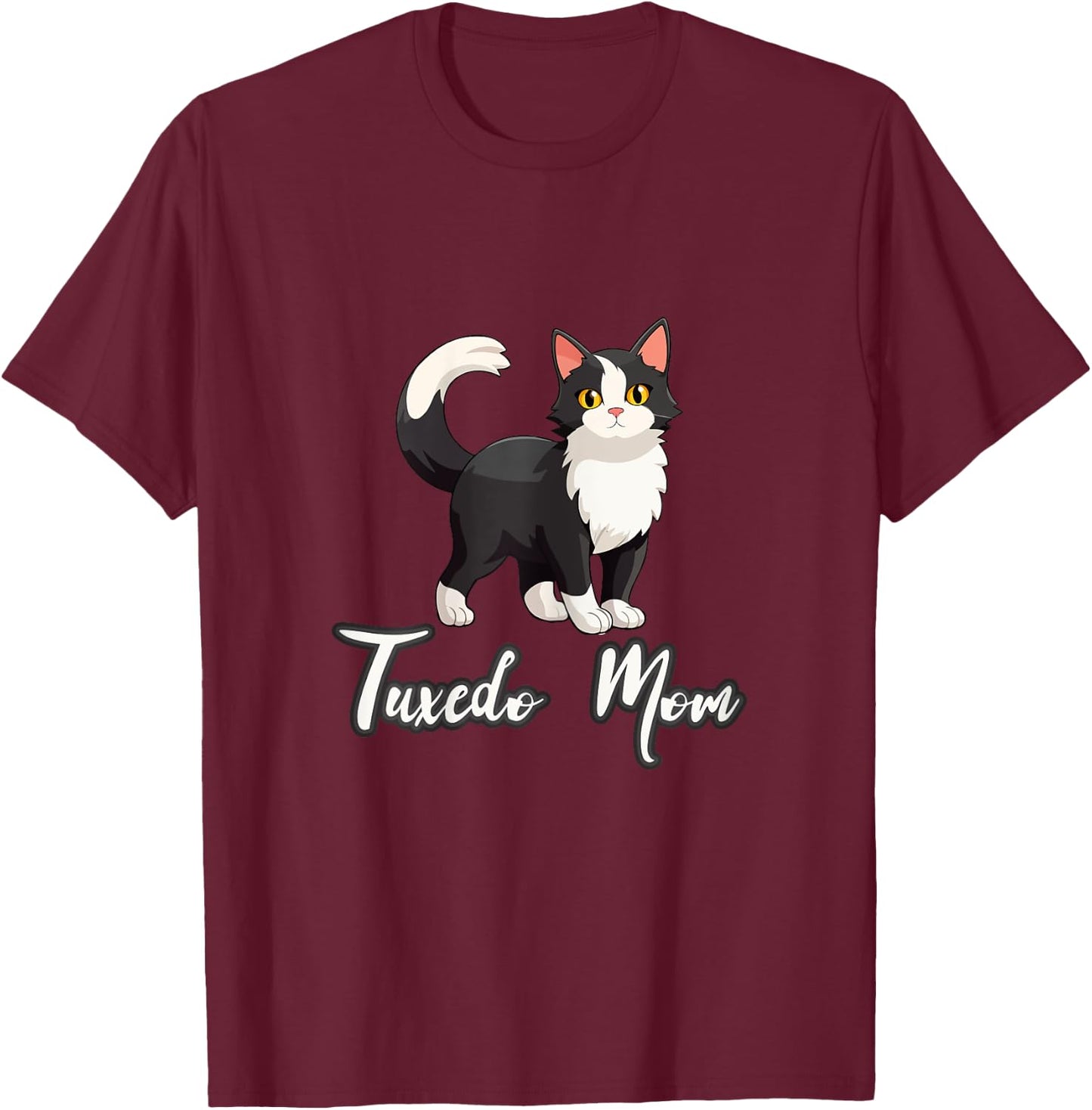 Tuxedo Cat Mom Shirt Funny Kitten Mama Cat Lover Mothers Day Kids T-Shirt - T-Shirt | Maroon
