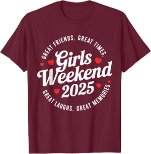 Girls Trip 2025 Weekend Vacation Matching T-Shirt - T-Shirt | Maroon