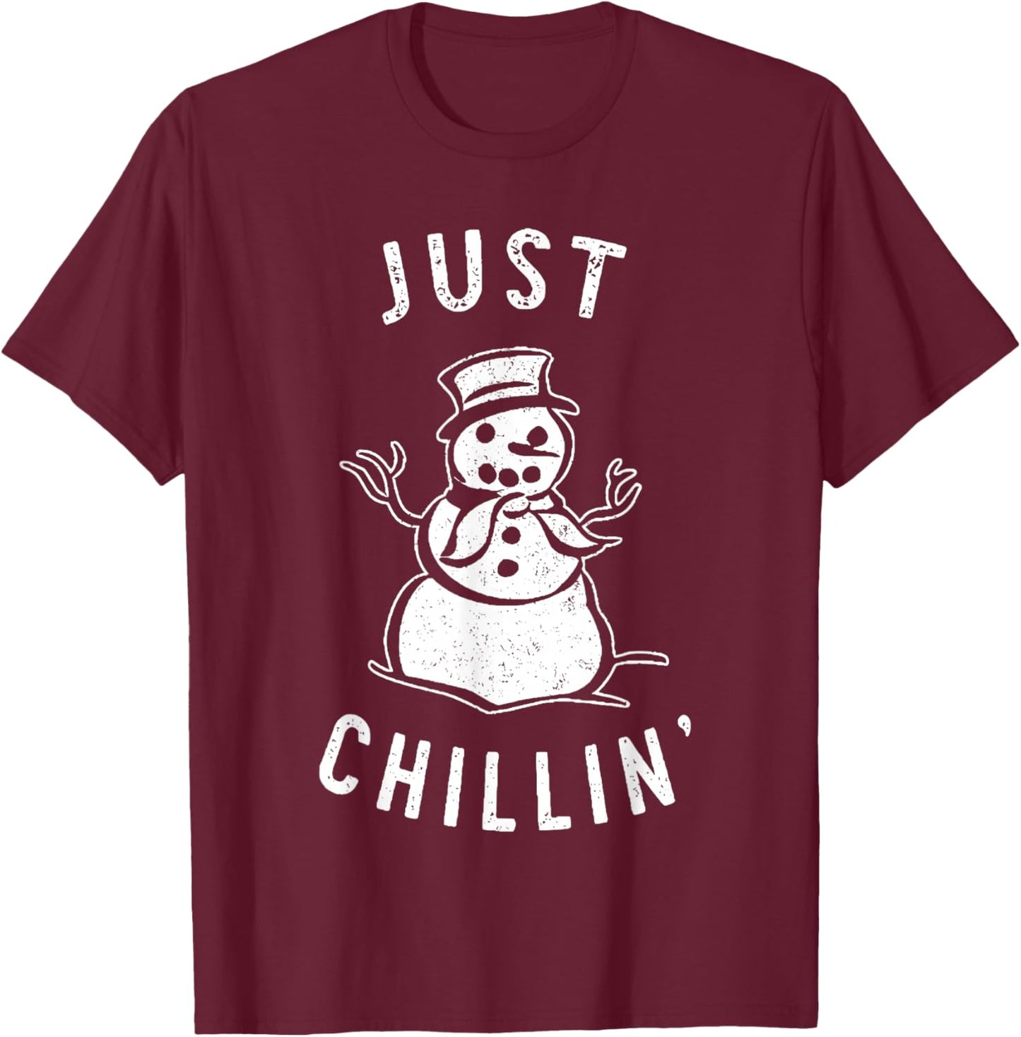 Just Chillin Snowman T-Shirt - T-Shirt | Maroon