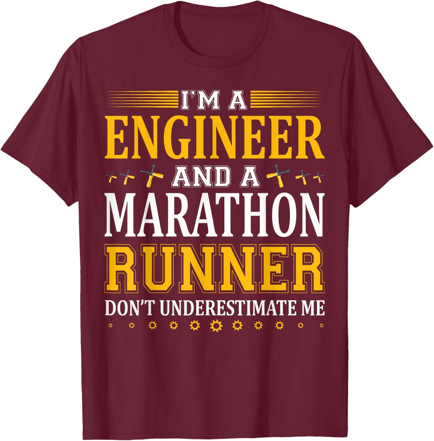 Marathon Runner Engineer Running Design Marathon Race Gift T-Shirt - T-Shirt | Maroon