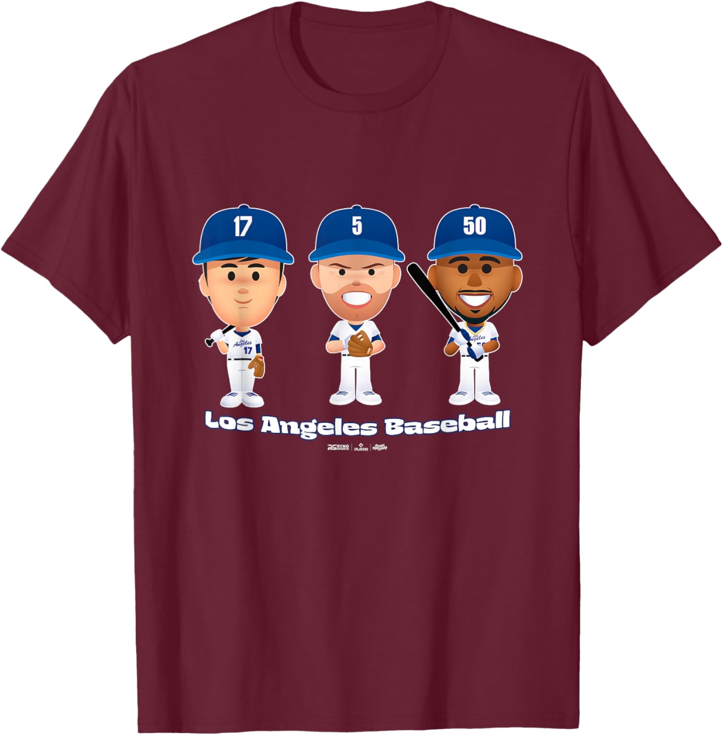 Los Angeles Baseball Players Body Trio MLBPA T-Shirt - T-Shirt | Maroon