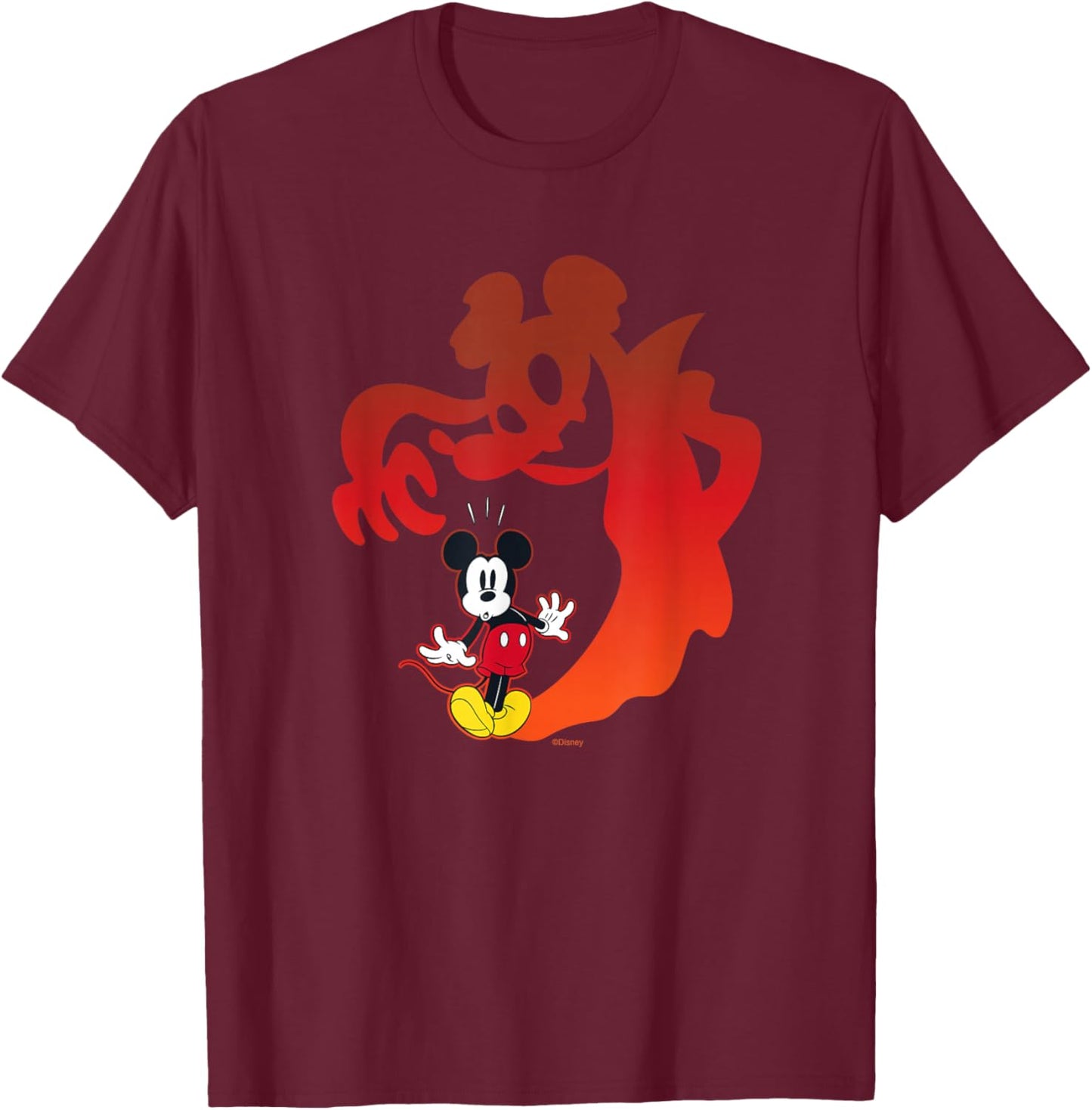 Disney Mickey Mouse Halloween Spooky Scary Shadows Vampire T-Shirt - T-Shirt | Maroon