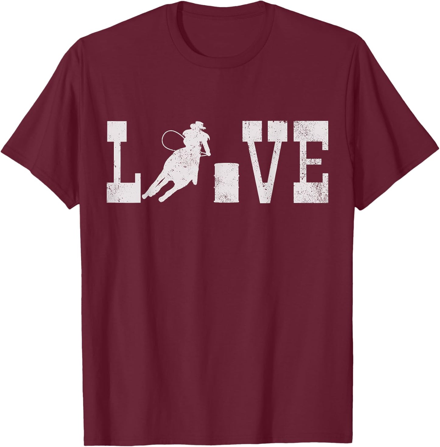 Barrel Racing Love Vintage Gift T-Shirt - T-Shirt | Maroon