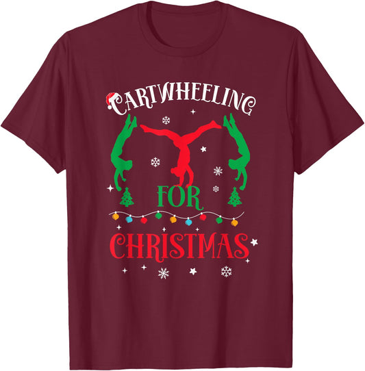 Gymnast Cartwheel For Christmas 2025 Gymnastic Tumbling Girl T-Shirt - T-Shirt | Maroon