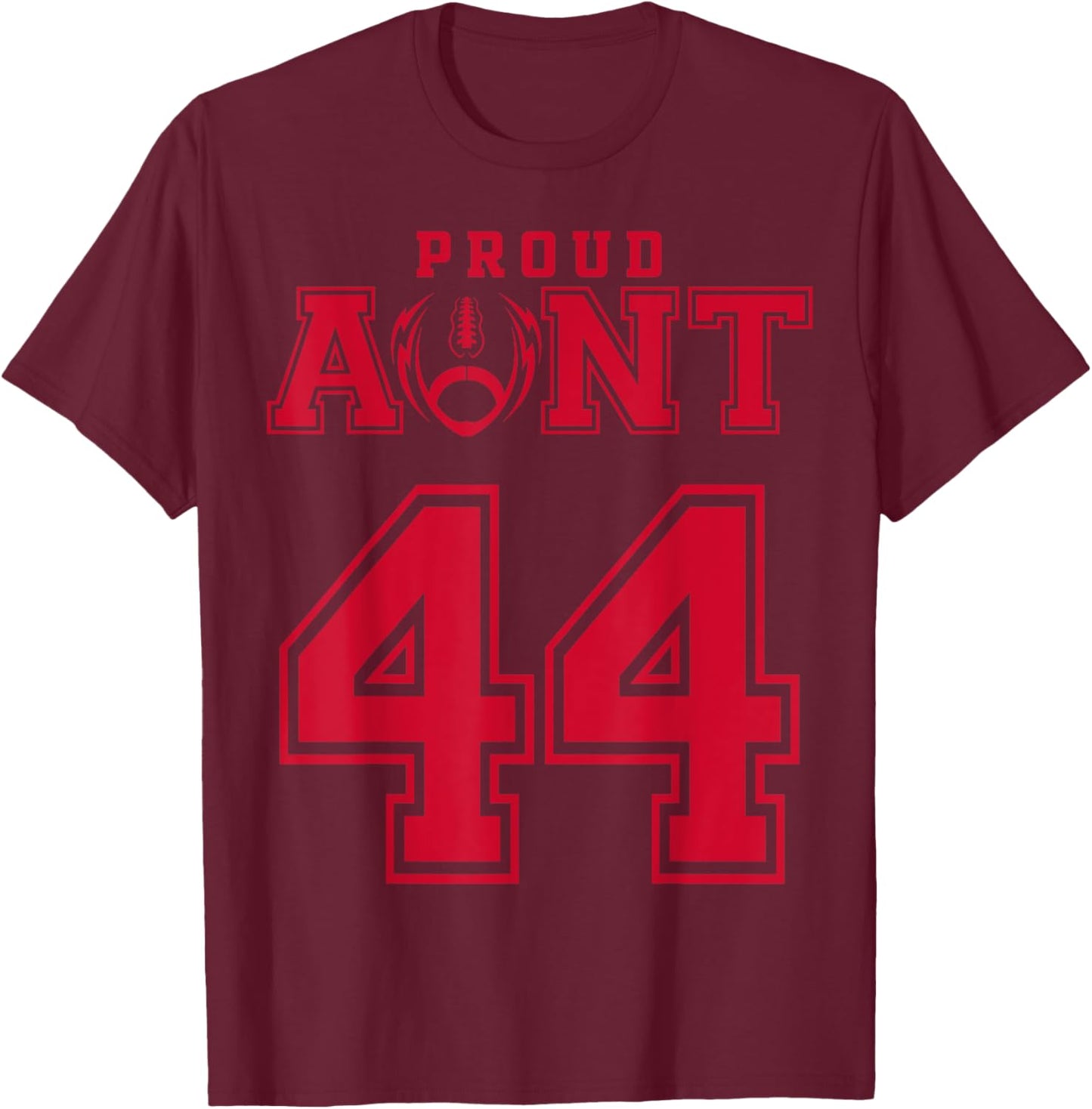 Custom Proud Football Aunt Number 44 R Personalized T-Shirt - T-Shirt | Maroon