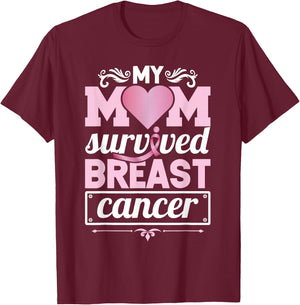 My Mom Survived Breast Cancer Awareness Survivor T-Shirt - T-Shirt | Maroon