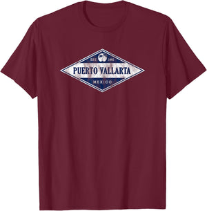 Puerto Vallarta Mexico Retro Badge Souvenir T-Shirt - T-Shirt | Maroon