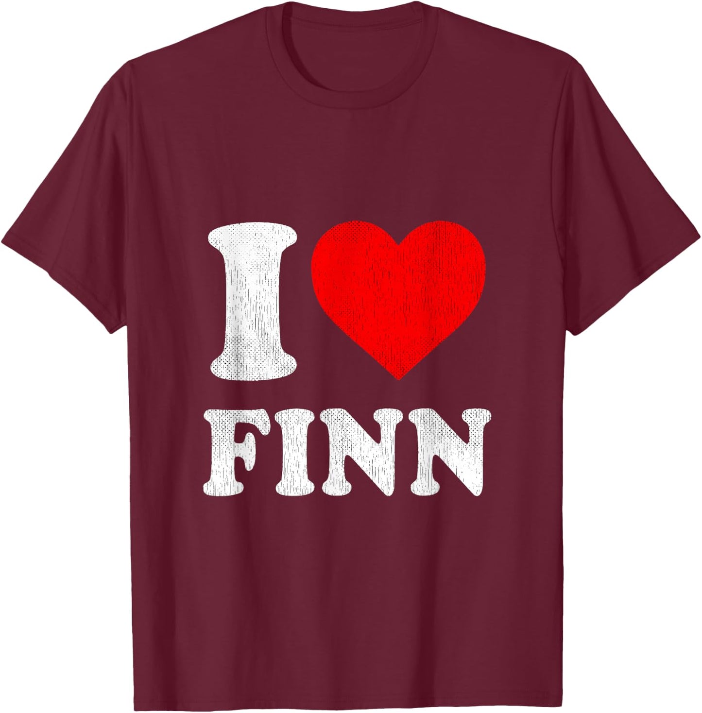 I Heart Finn Merch Distressed I Love Finn T-Shirt - T-Shirt | Maroon