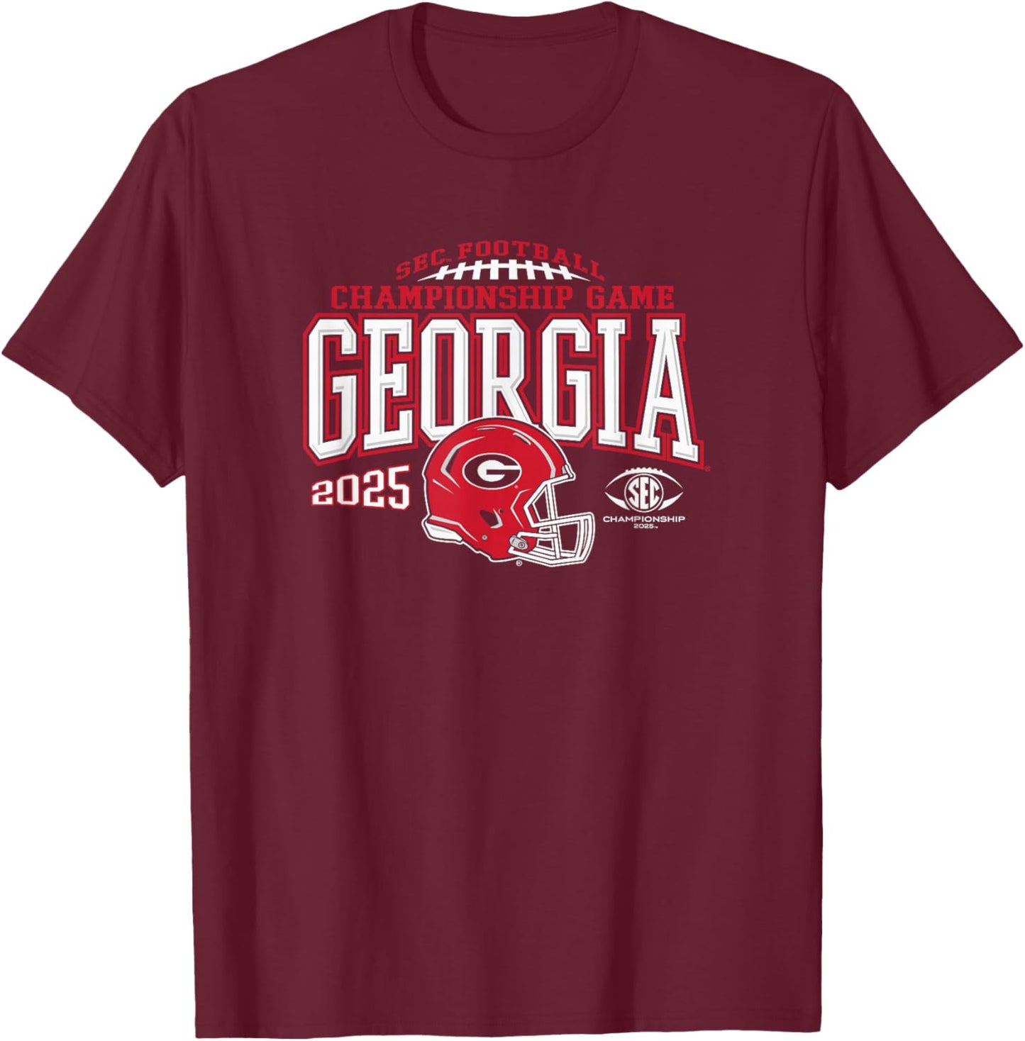 Georgia Bulldogs SEC Championship 2025 Football Black T-Shirt - T-Shirt | Maroon
