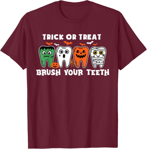 Trick Or Treat Brush Your Teeth Ghost Cute Halloween Dentist