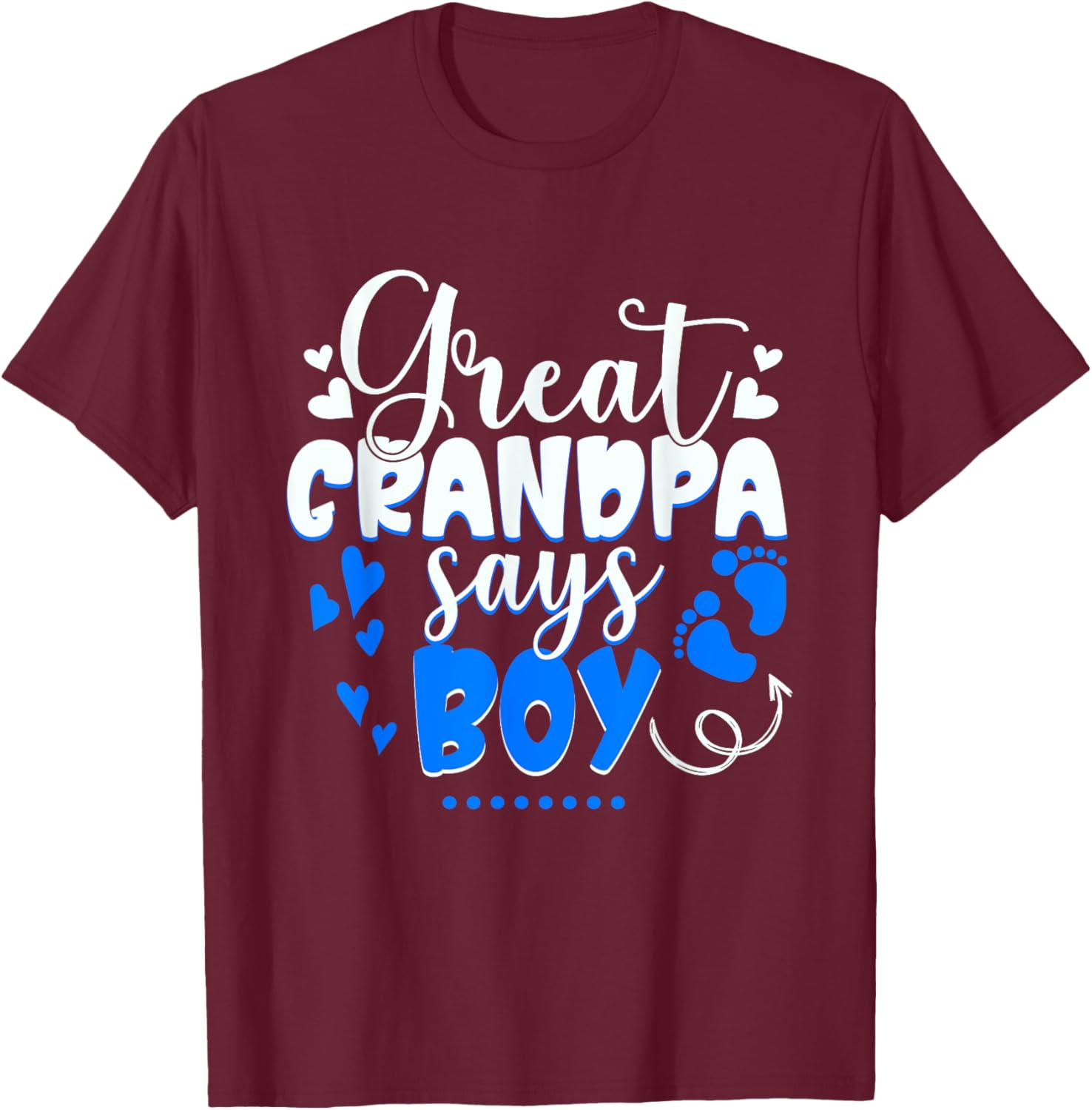 Gender Reveal Great Grandpa Says Boy Matching Family Baby T-Shirt - T-Shirt | Maroon