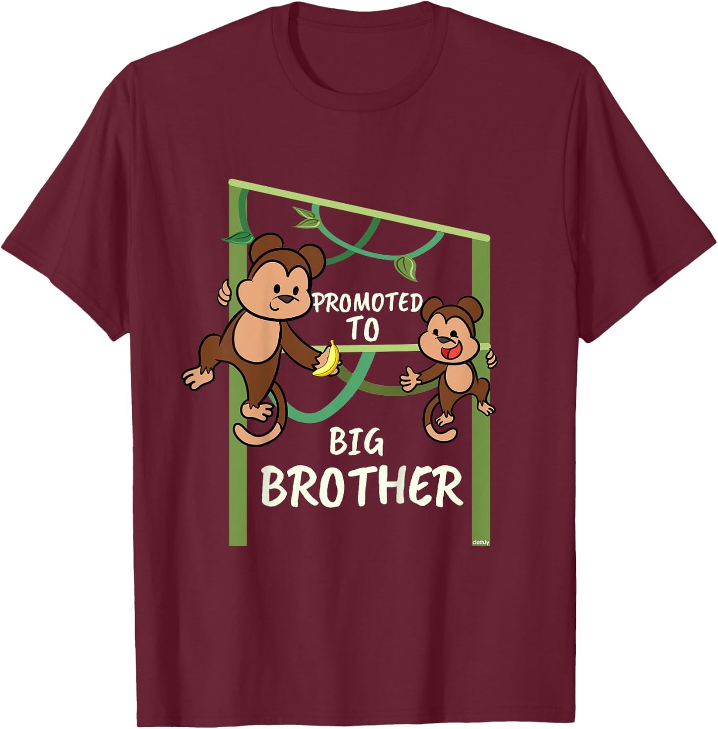 Kids Promoted to Big Brother Shirt Monkey Brothers T-Shirt - T-Shirt | Maroon