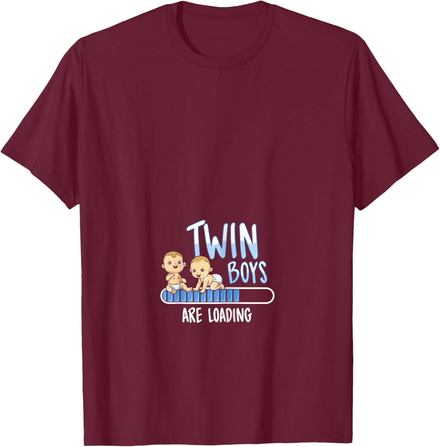 Twin Boys Loading Pregnancy Announcement Shirt Gift T-Shirt - T-Shirt | Maroon