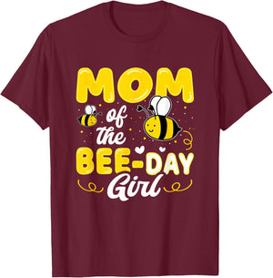 Mom of The Bee Day Girl Hive Party Matching Birthday Sweet T-Shirt - T-Shirt | Maroon