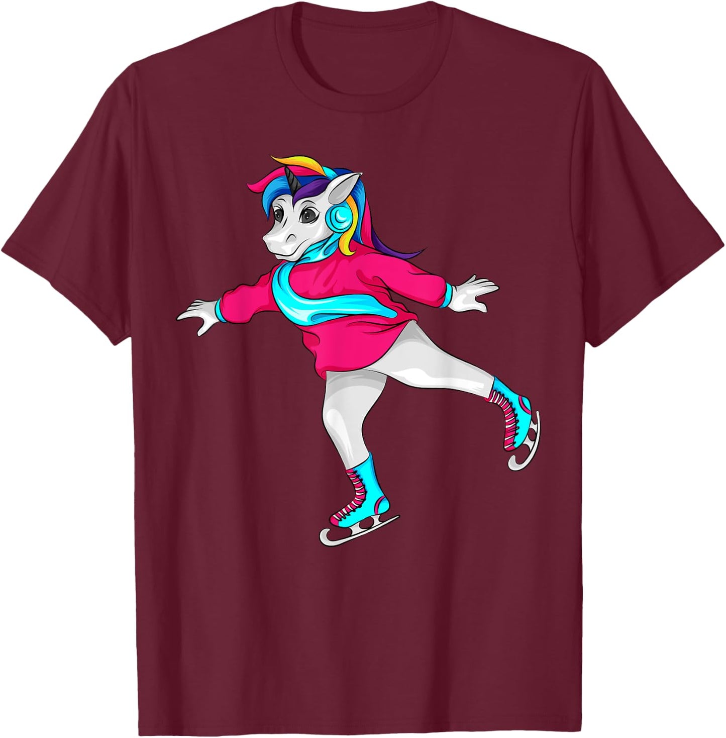 Figure Skating Unicorn Cool Pair Ice Skater Girl Funny Gift T-Shirt - T-Shirt | Maroon