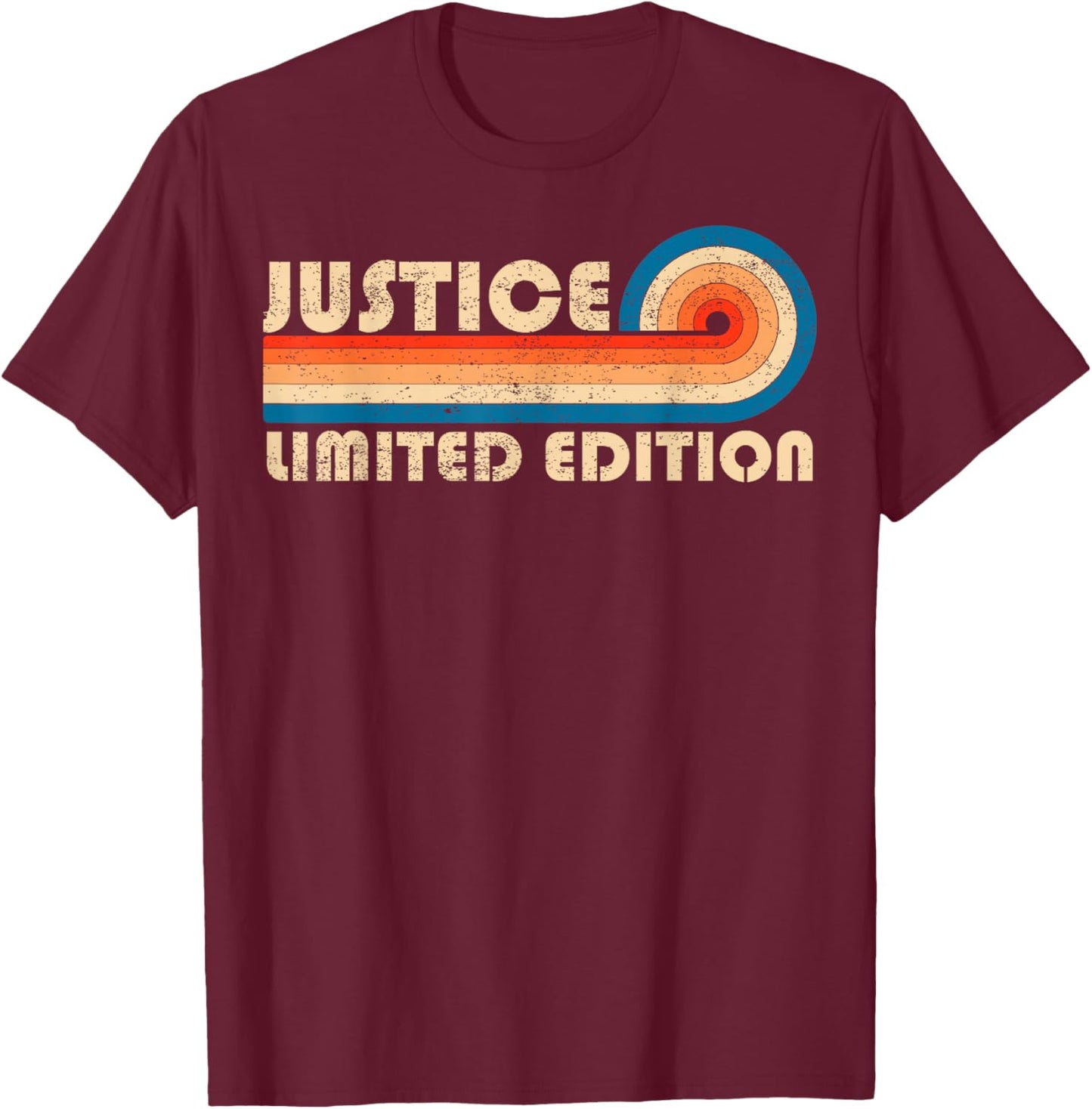 JUSTICE Retro 70s 80s Sunset Stripe T-Shirt - T-Shirt | Maroon