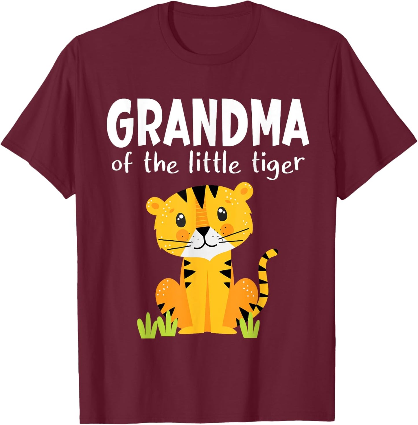 Grandma Of The Little Tiger Birthday Boy Family Matching T-Shirt - T-Shirt | Maroon