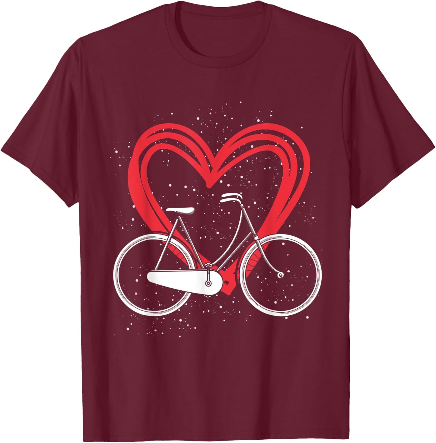 Heart Love Bicycle T-Shirt - T-Shirt | Maroon