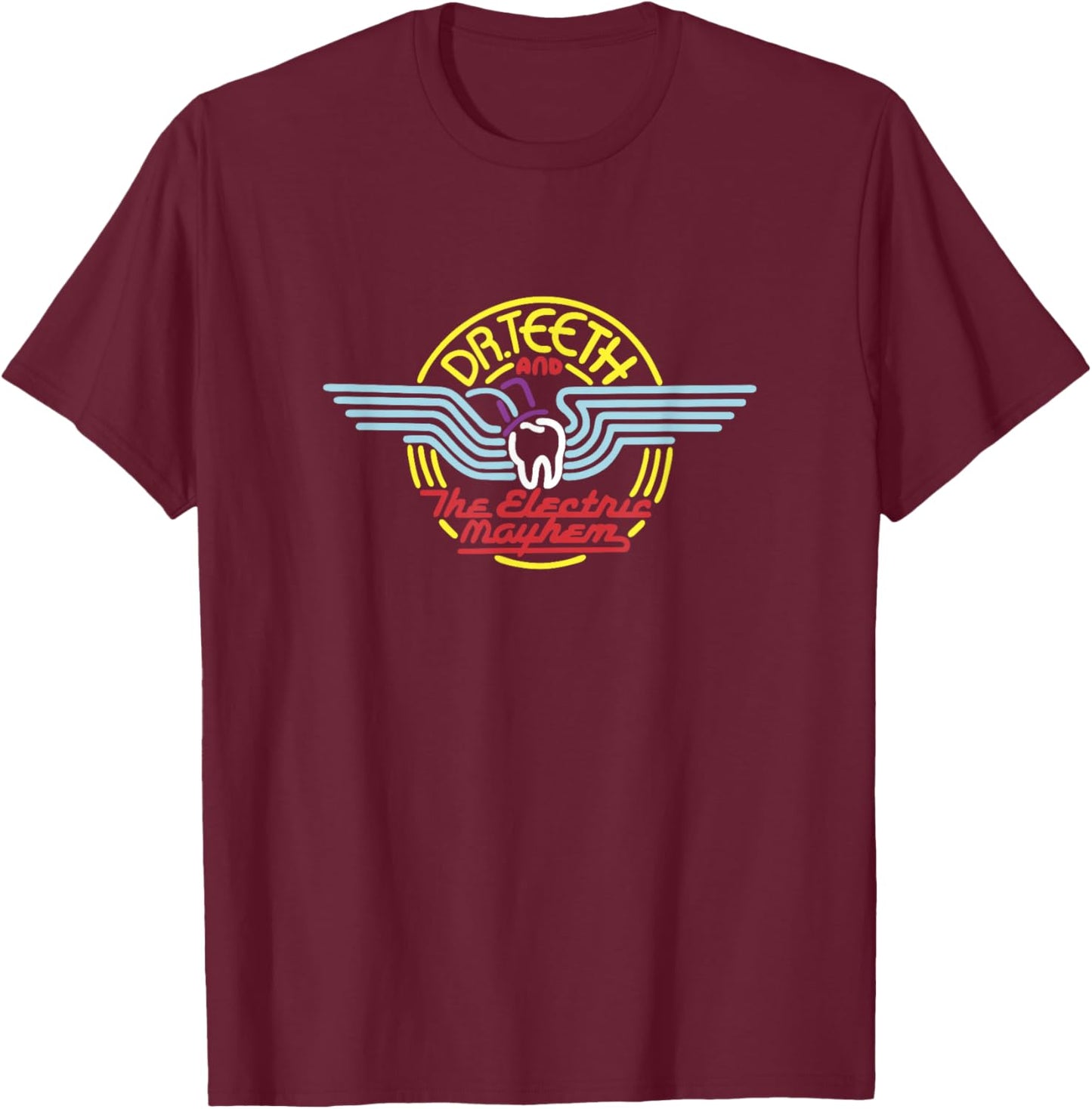 Disney The Muppets Dr. Teeth & Electric Mayhem Neon Poster T-Shirt - T-Shirt | Maroon