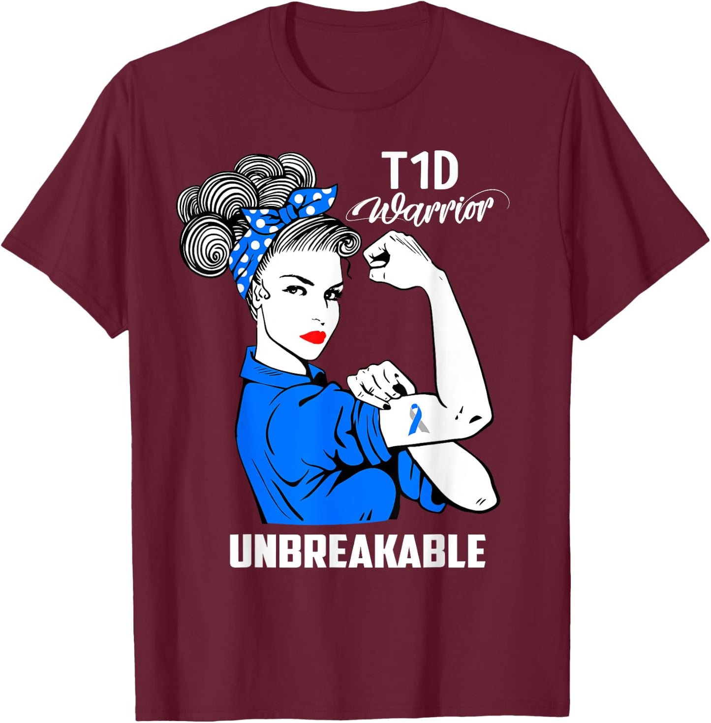 T1D Type 1 diabetes Awareness Type 1 Diabetes Gift T-Shirt - T-Shirt | Maroon