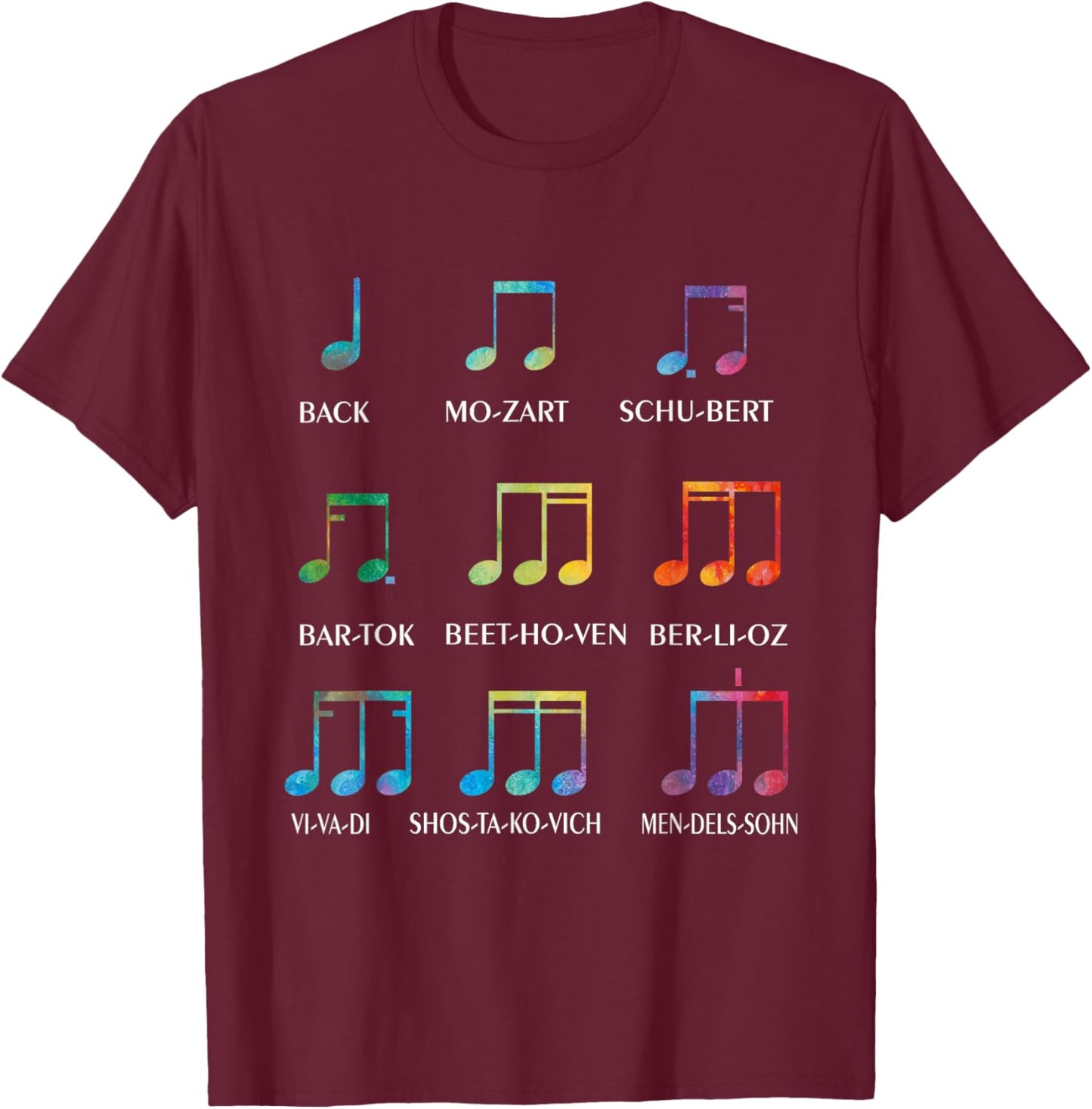 Classic Composers Classical Music Musical Notes T-Shirt - T-Shirt | Maroon
