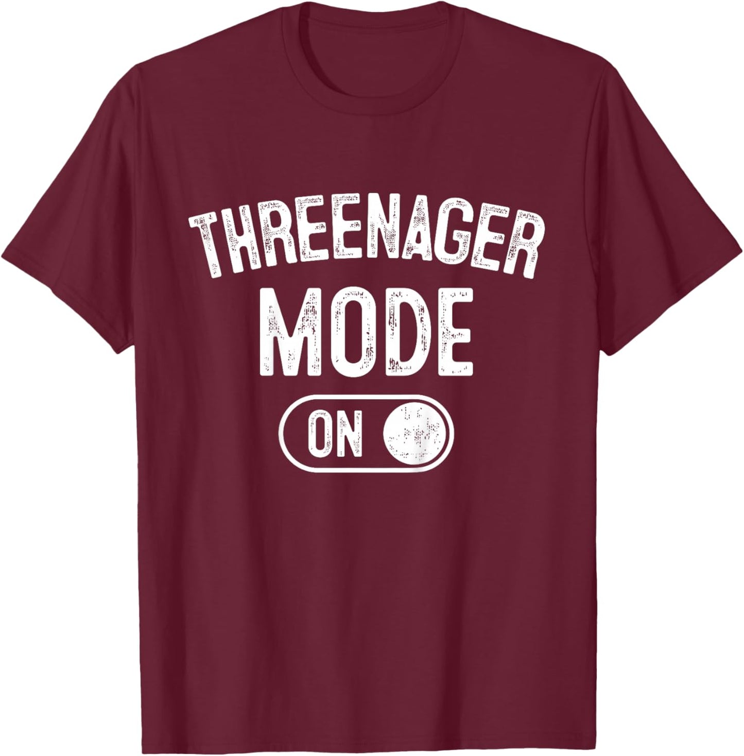 Kids Threenager Mode On 3rd Birthday Gifts Third Bday 3 Years Old T-Shirt - T-Shirt | Maroon