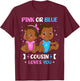 Pink or Blue Cousin Loves You Black Baby Gender Reveal Party T-Shirt - T-Shirt | Maroon