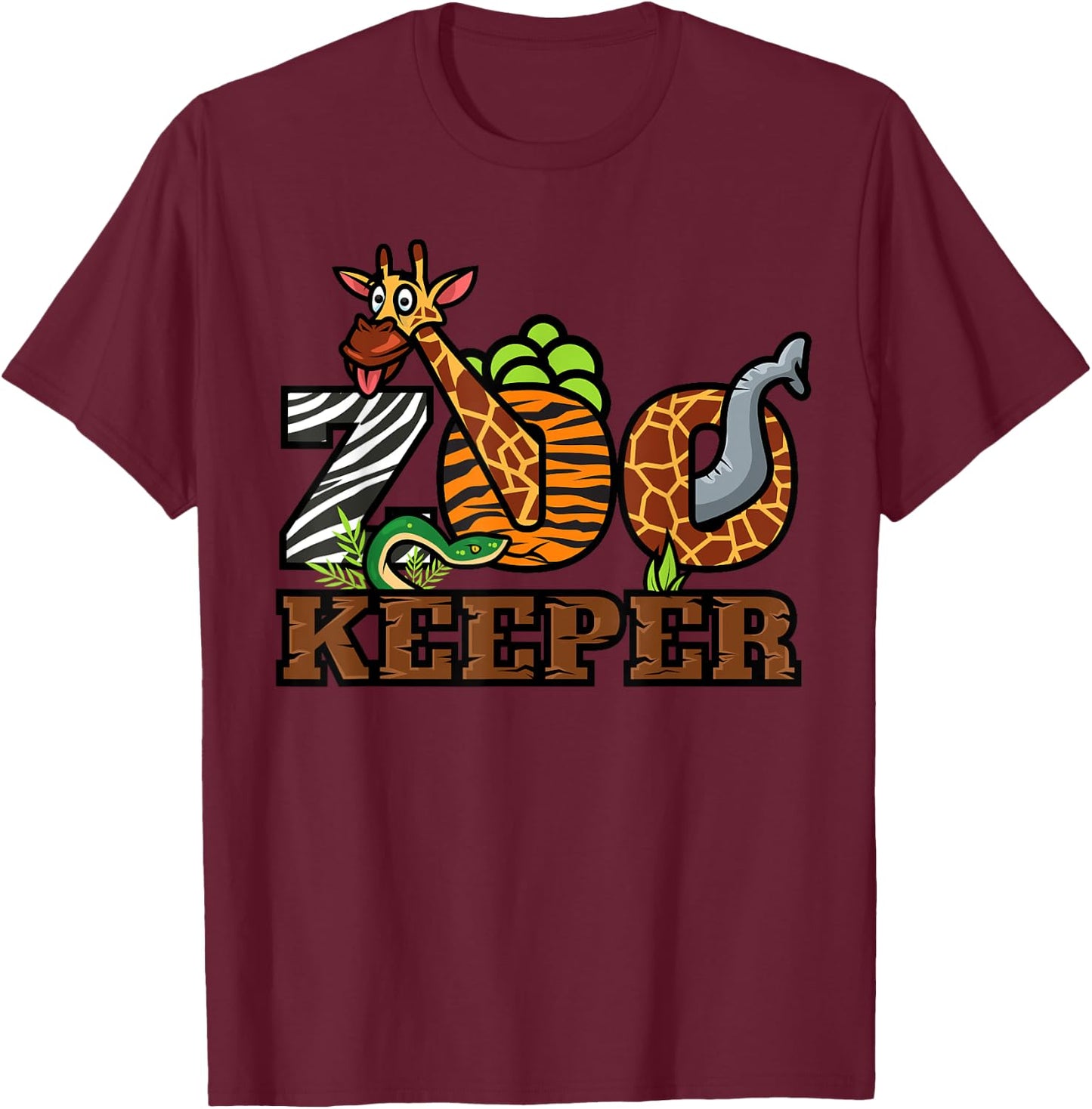 Zoo Keeper Funny Jungle Safari Animal Lover Gift Men Women T-Shirt - T-Shirt | Maroon