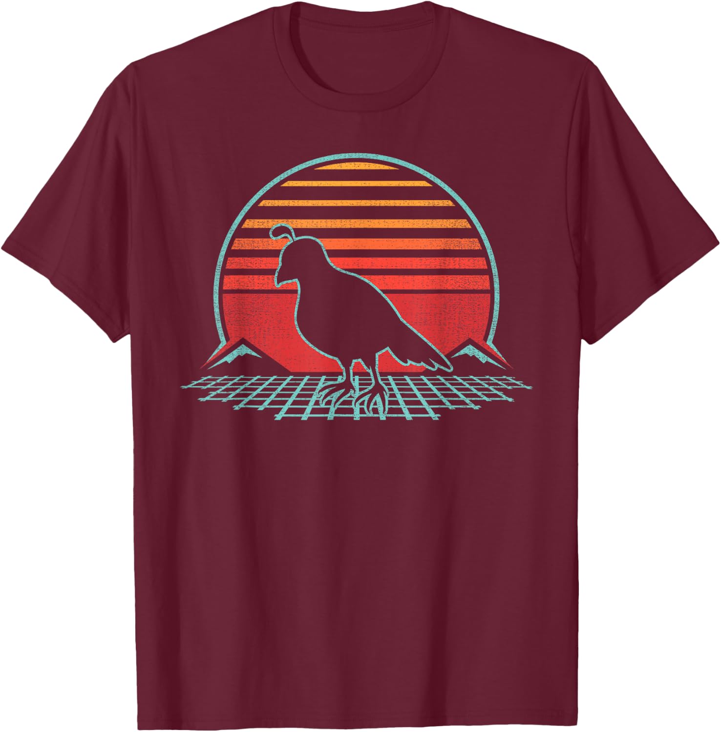 Quail Lover Bird Animal Retro Vintage 80s Style T-Shirt - T-Shirt | Maroon