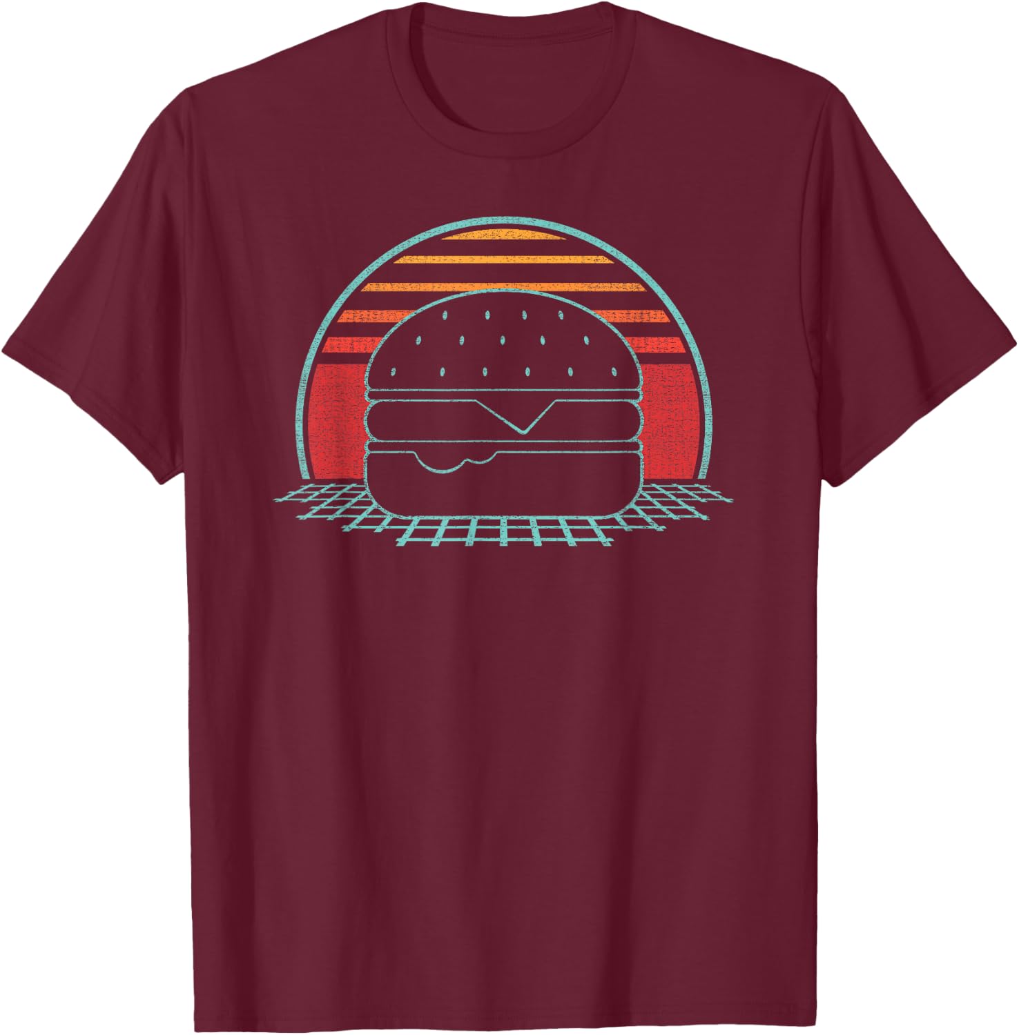 Hamburger Retro Vintage Cheeseburger 80s Gift T-Shirt - T-Shirt | Maroon