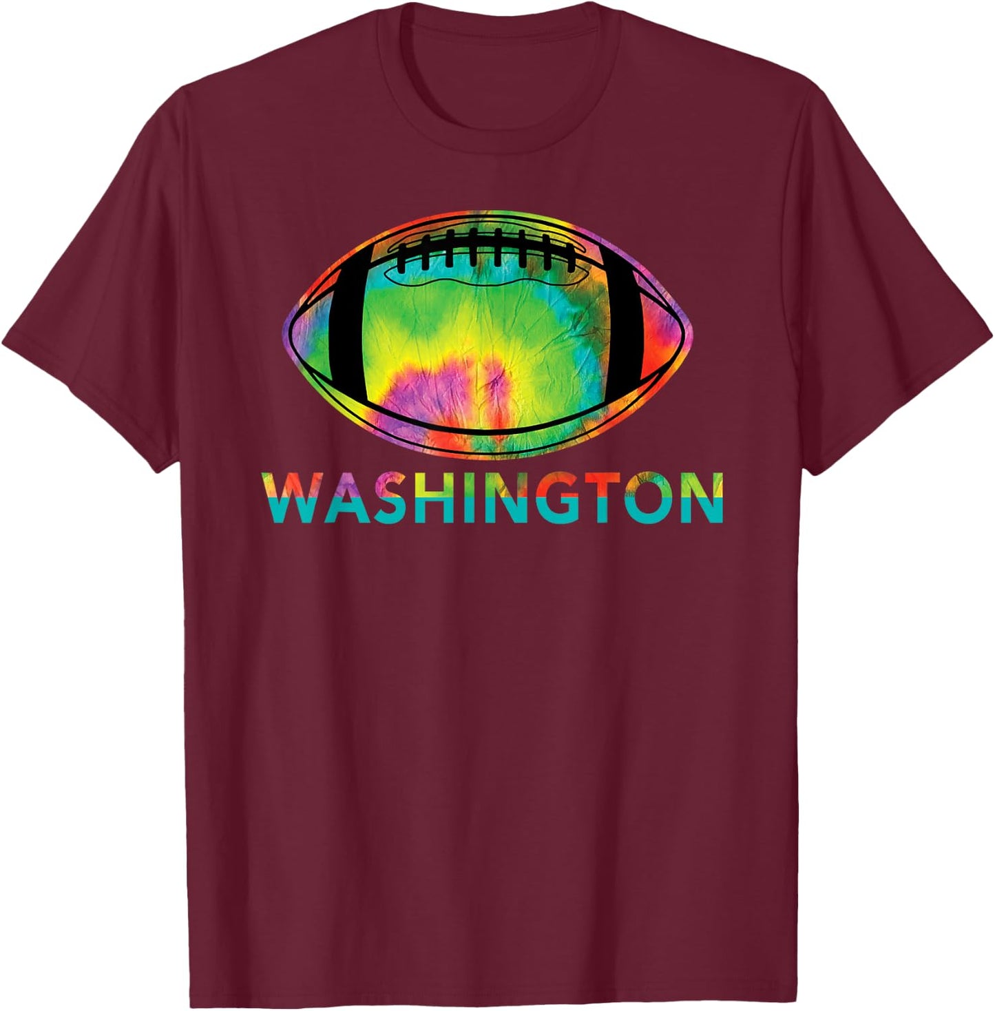 Tie Dye Cool Football Design Apparel Washington Team T-Shirt - T-Shirt | Maroon