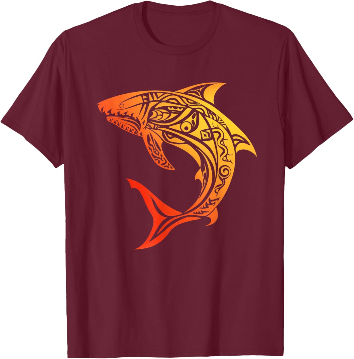 Tribal Shark Shirt - Maori Shirt - Hawaiian Tribal T-Shirt - T-Shirt | Maroon