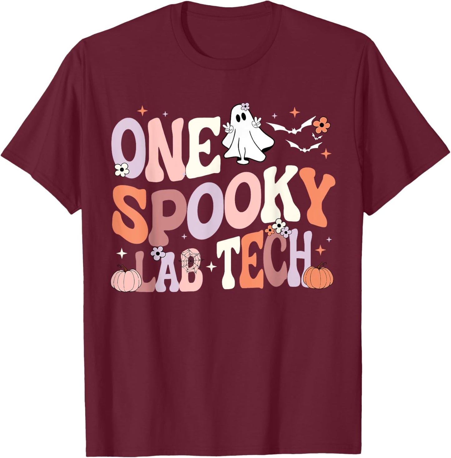 Cute One Spooky Lab Tech Laboratory Technician Halloween T-Shirt - T-Shirt | Maroon