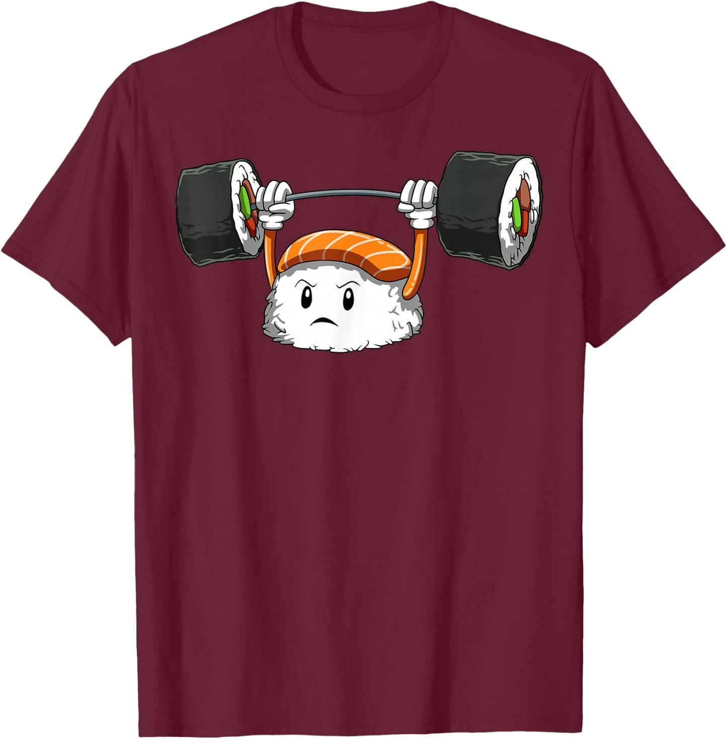 Sushi Weight Lifting Gym Sushi Workout Japanese Bodybuilder T-Shirt - T-Shirt | Maroon