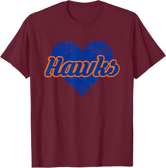 Riverton Hawks Over Heart T-Shirt - T-Shirt | Maroon