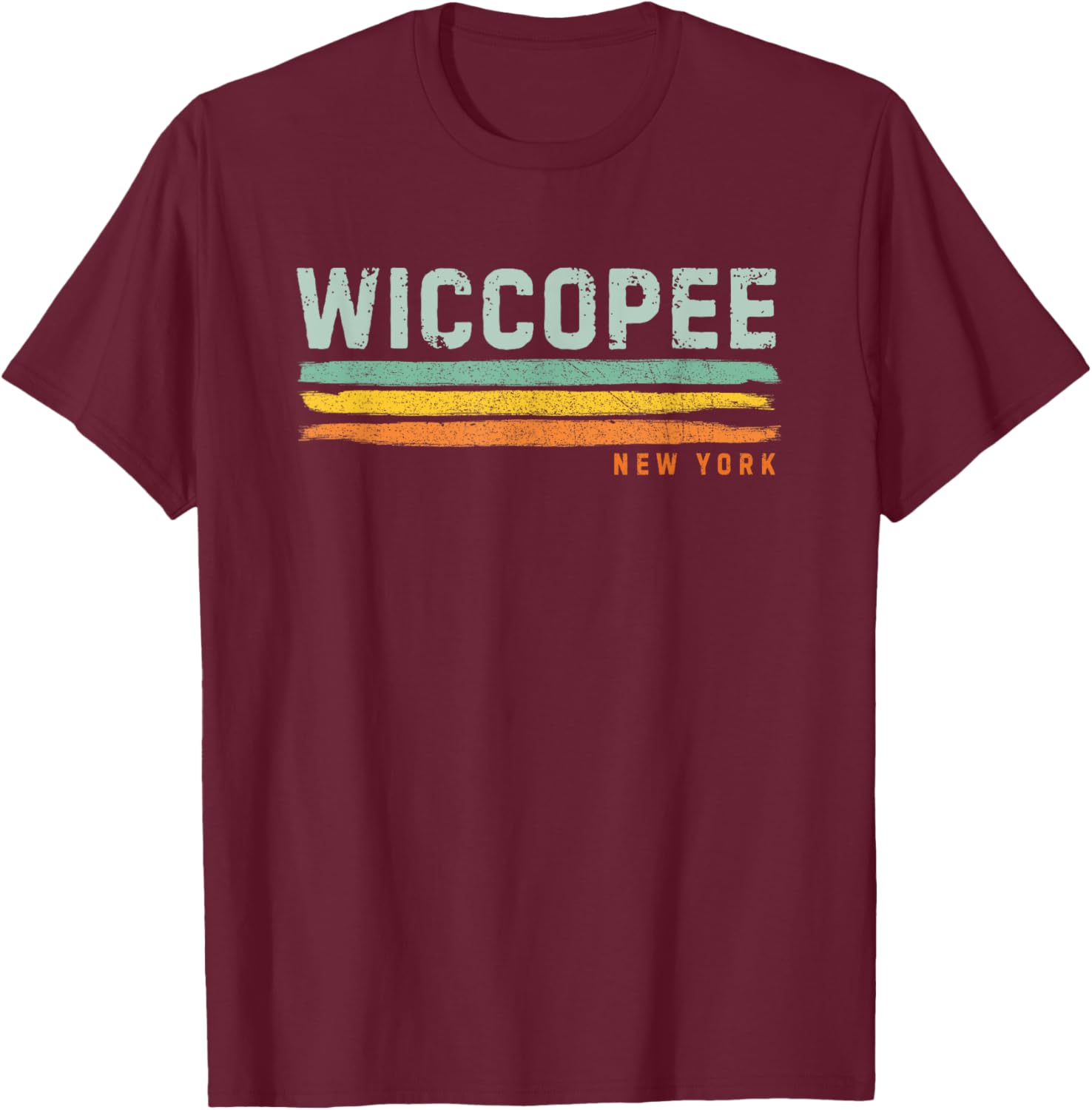 Vintage Stripes Wiccopee NY T-Shirt - T-Shirt | Maroon