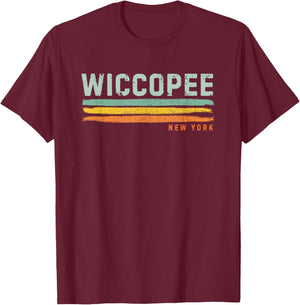 Vintage Stripes Wiccopee NY T-Shirt - T-Shirt | Maroon