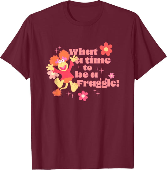 Fraggle Rock What A Time to Be A Fraggle! Cute Red Big Logo T-Shirt - T-Shirt | Maroon